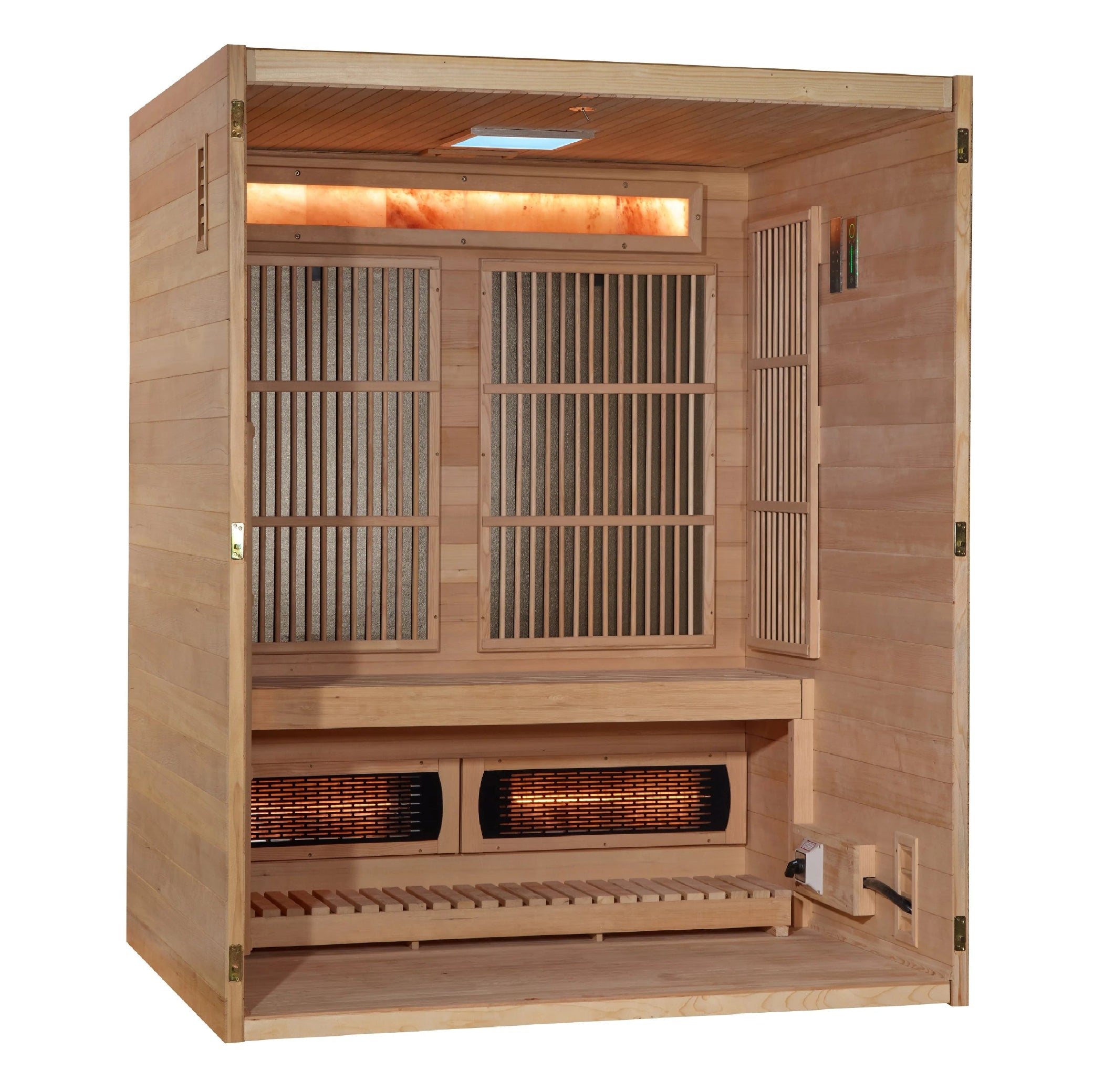 Golden Designs 2025 Soria 3 Person Hybrid Sauna (Indoor) Full Spectrum and Harvia Traditional Stove (GDI-8330-01)