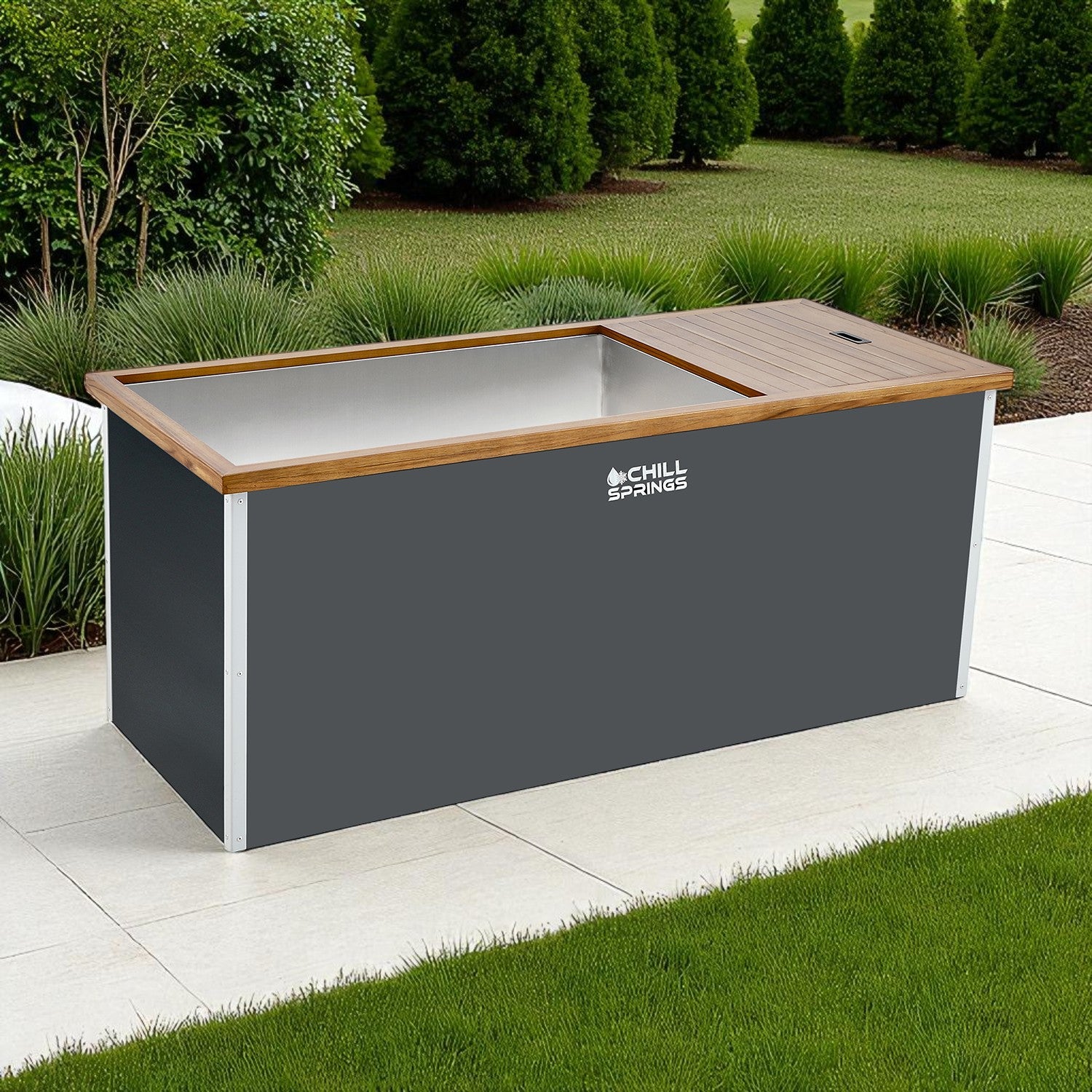 Chill Springs Teak Dark Brown Top Cold Plunge