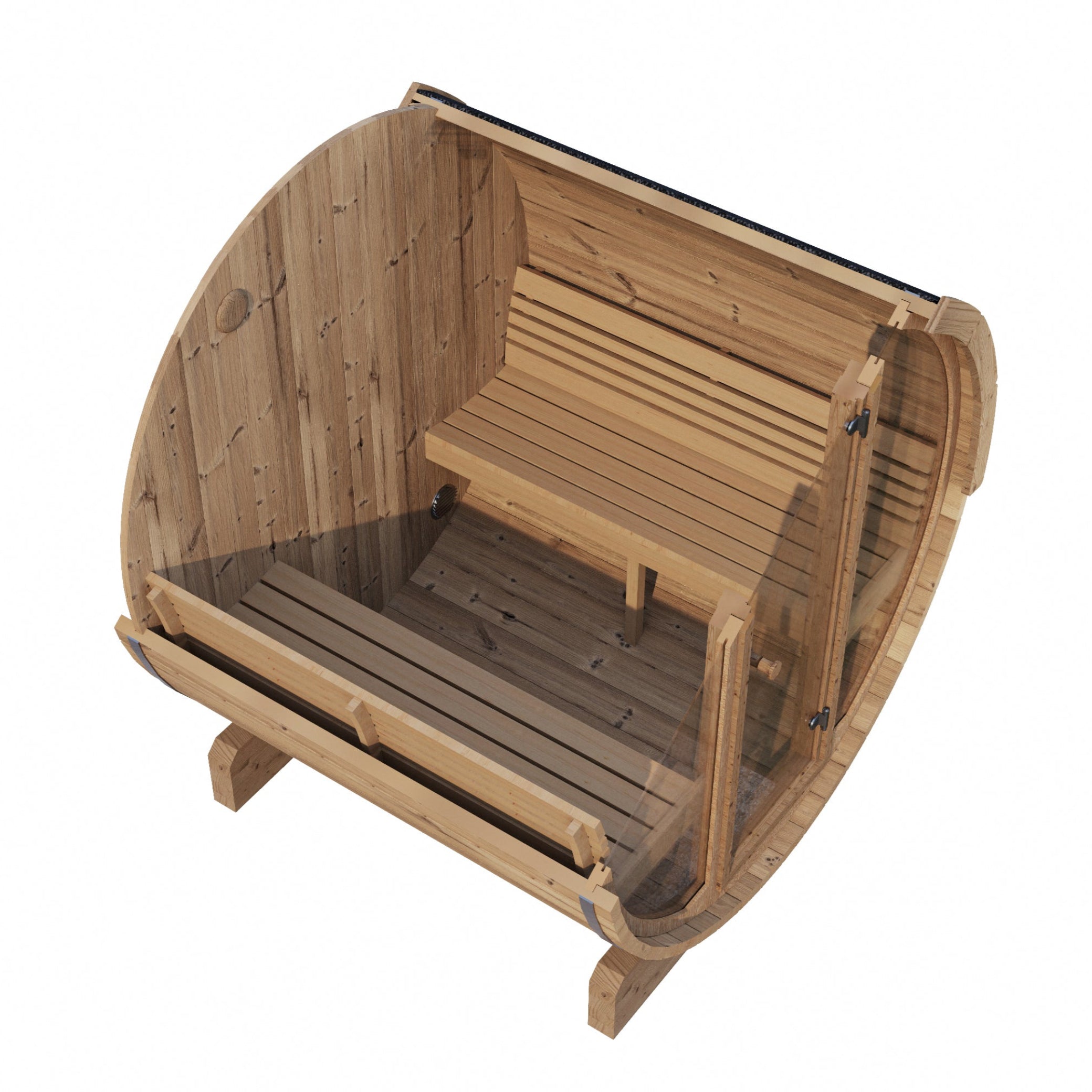 SaunaLife Model E7G 4 Person Barrel Sauna With Glass Front
