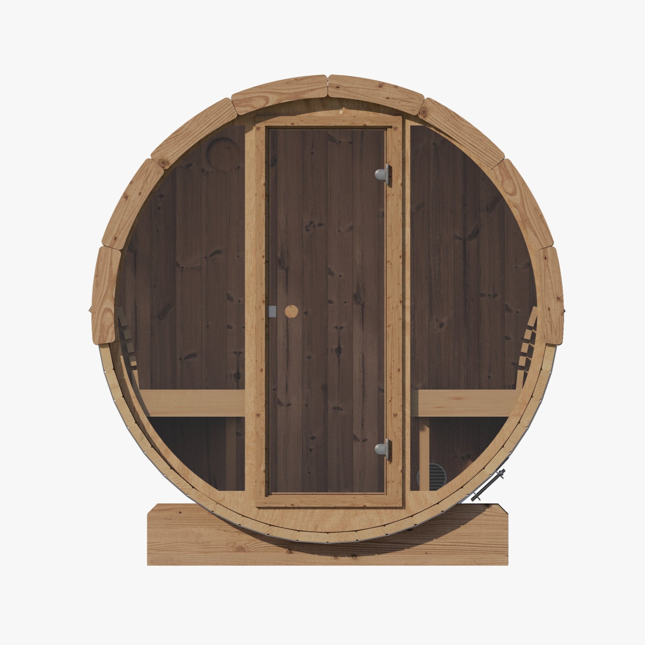 SaunaLife Model E7G 4 Person Barrel Sauna With Glass Front