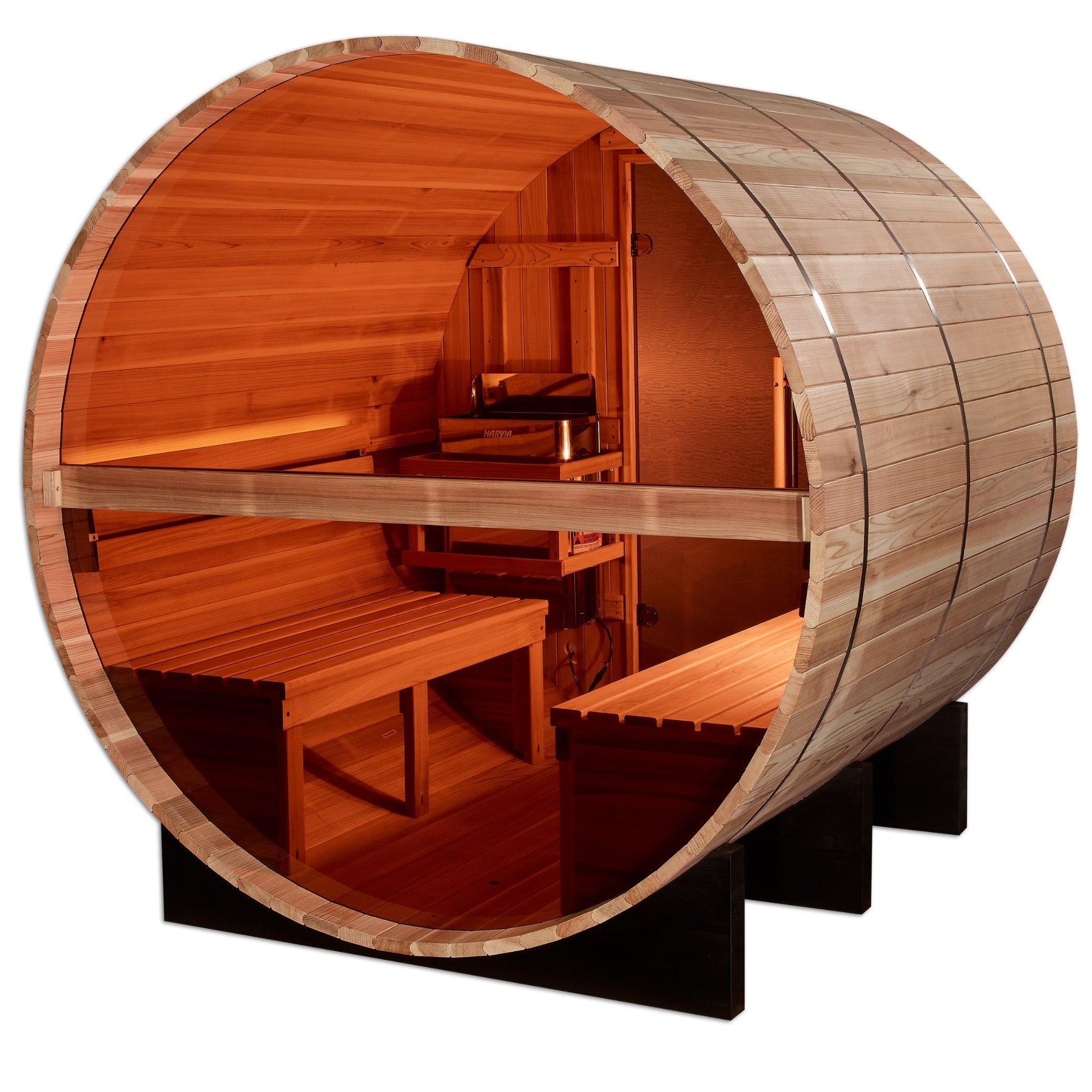 Golden Designs Zurich 4 Person Barrel with Bronze Privacy View Traditional Sauna (GDI-B024-01)