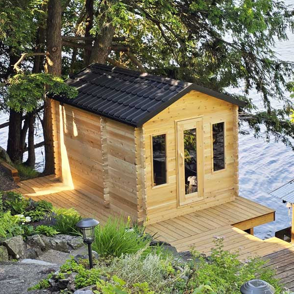 Dundalk LeisureCraft Canadian Timber Georgian 5-6 Person Cabin Sauna with Changeroom