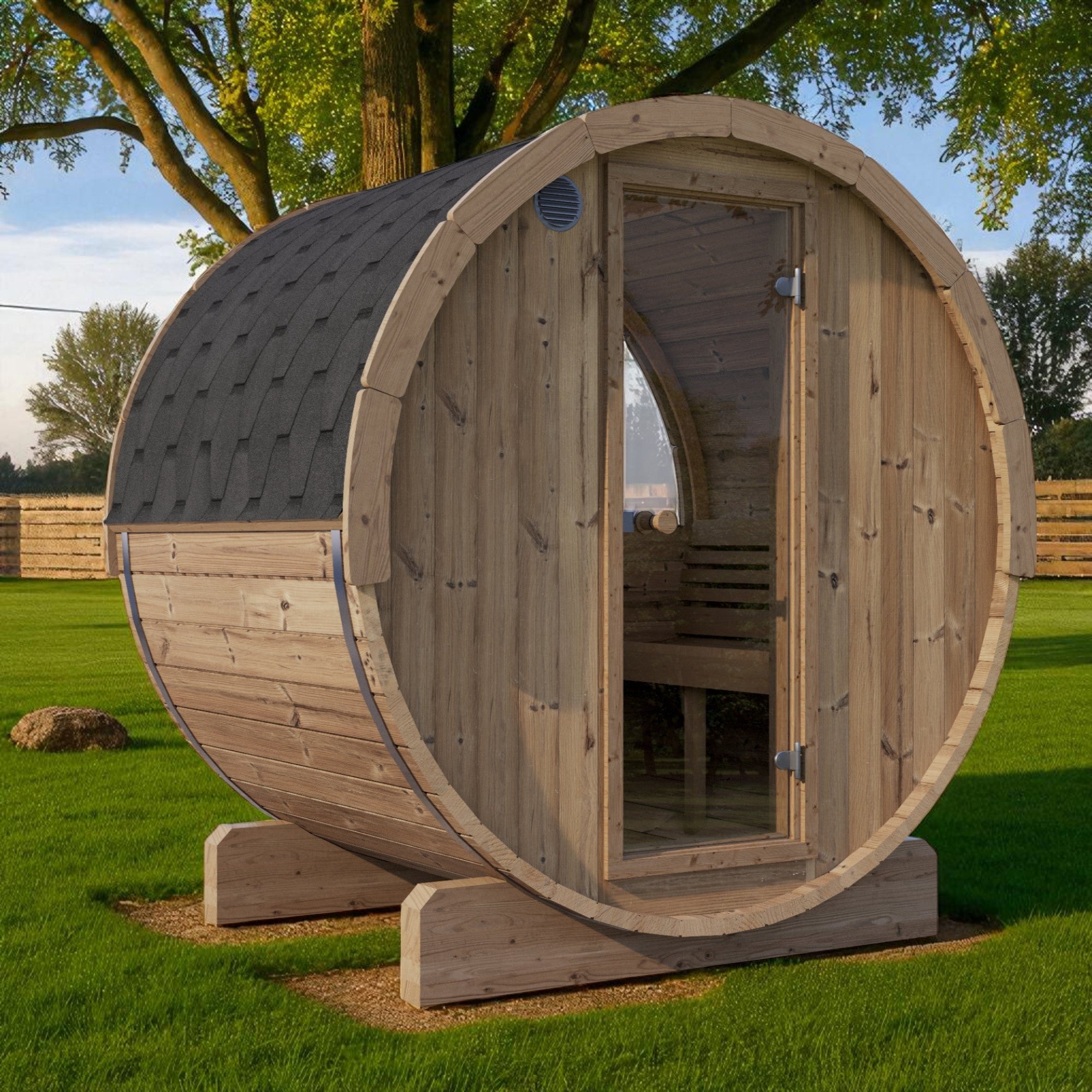 SaunaLife Model E6W 3 Person Sauna Barrel - Window