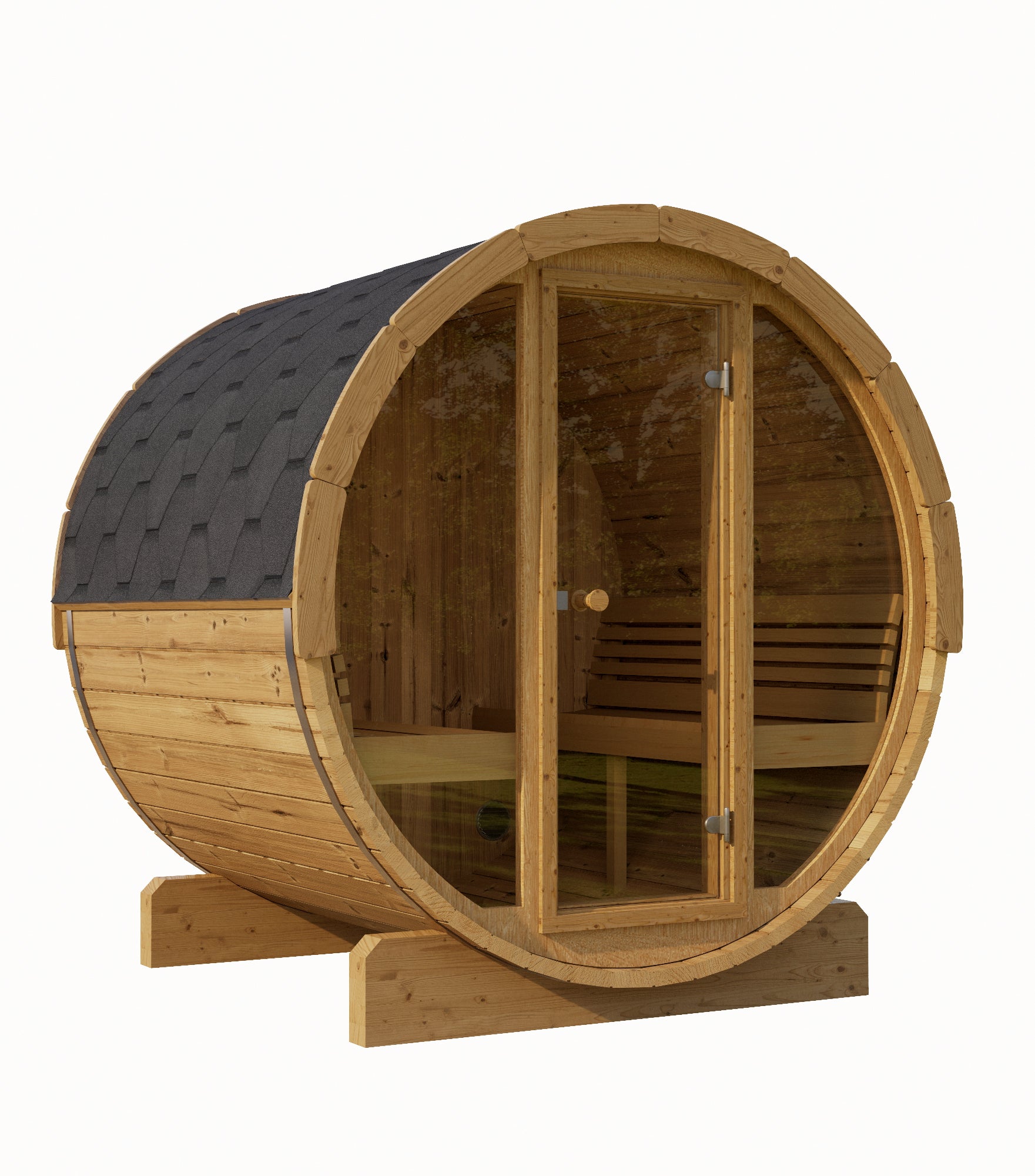 SaunaLife Model E8G 6 Person Sauna Barrel w/ Glass Front