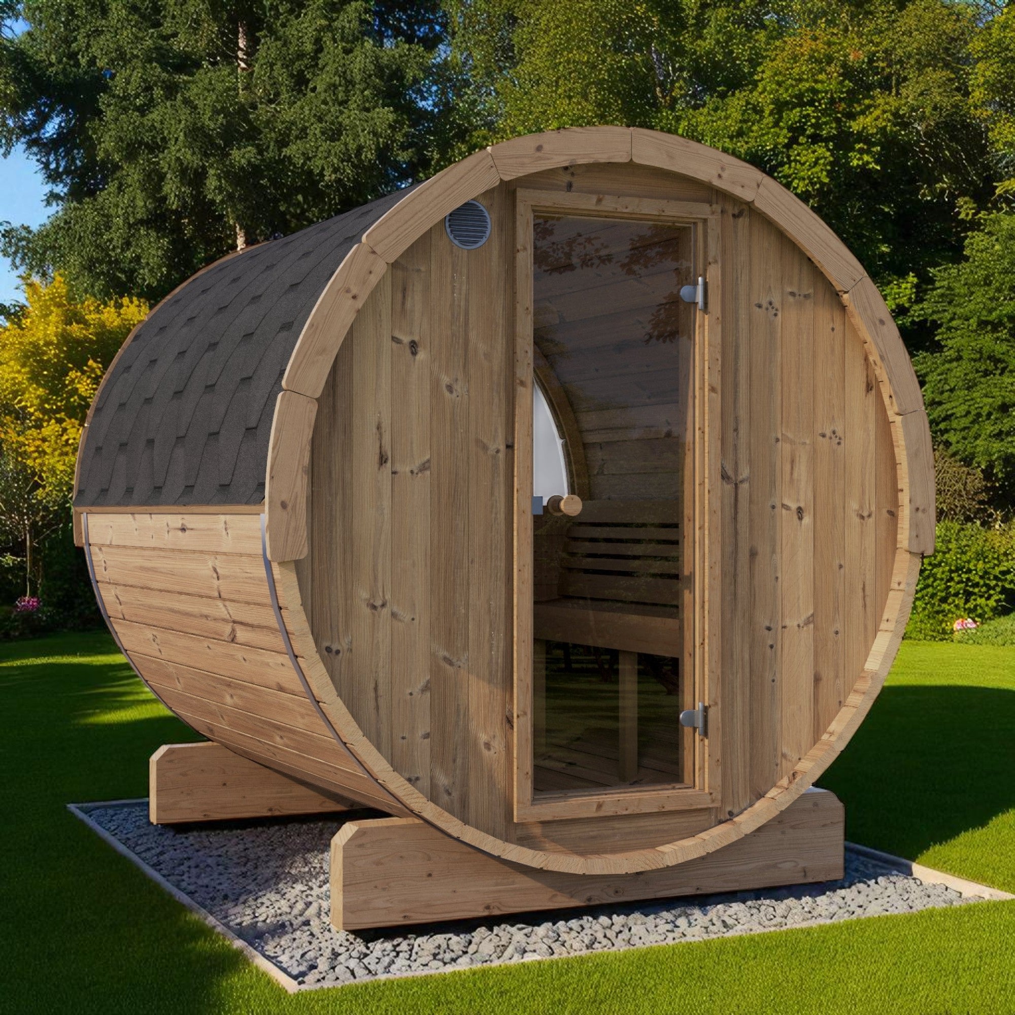 SaunaLife Model E8W 6 Person Sauna Barrel - Window