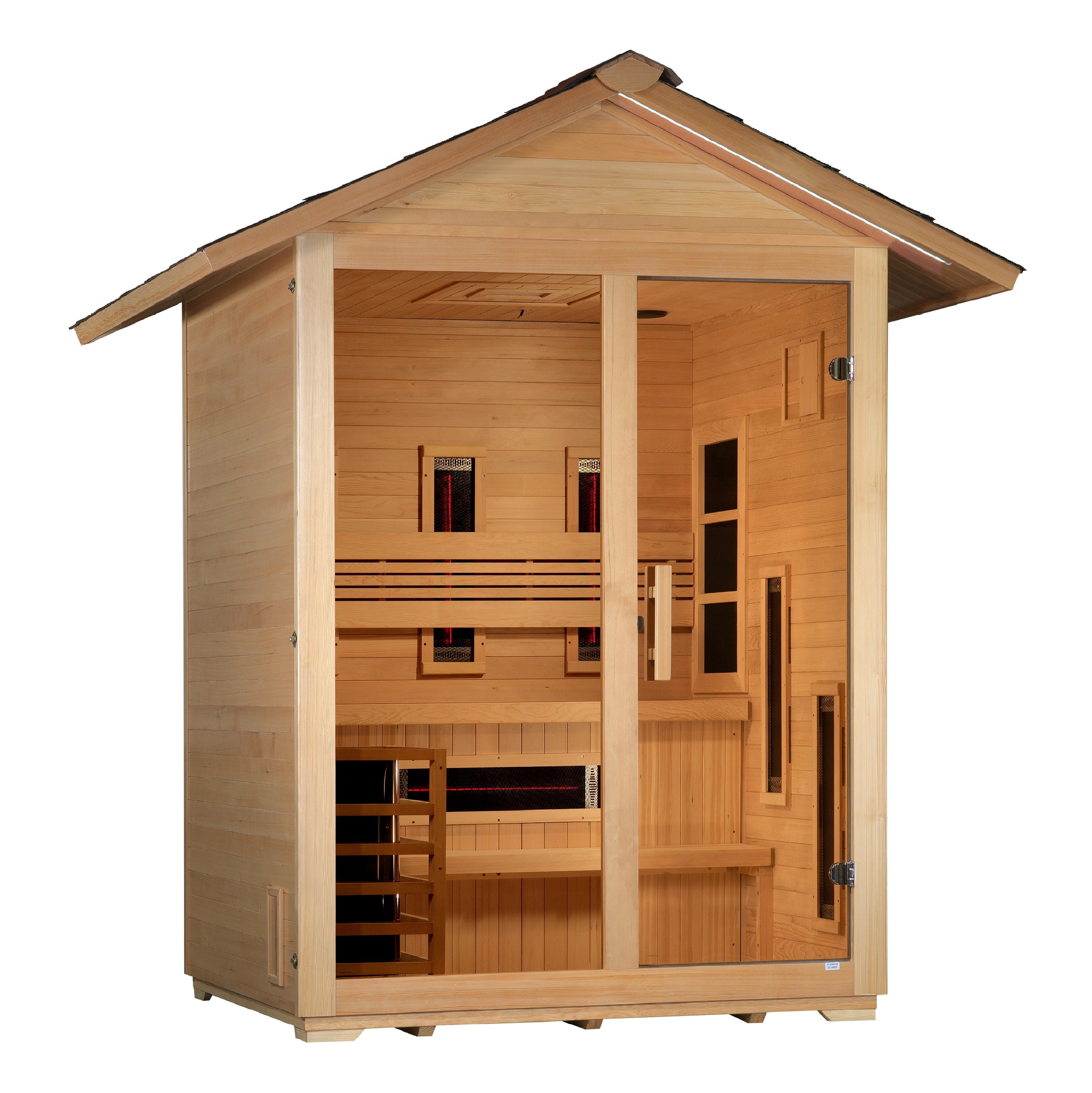 Golden Designs Carinthia 3 Person Hybrid (PureTech™ Full Spectrum IR or Traditional Stove) Outdoor Sauna (GDI-8123-01)