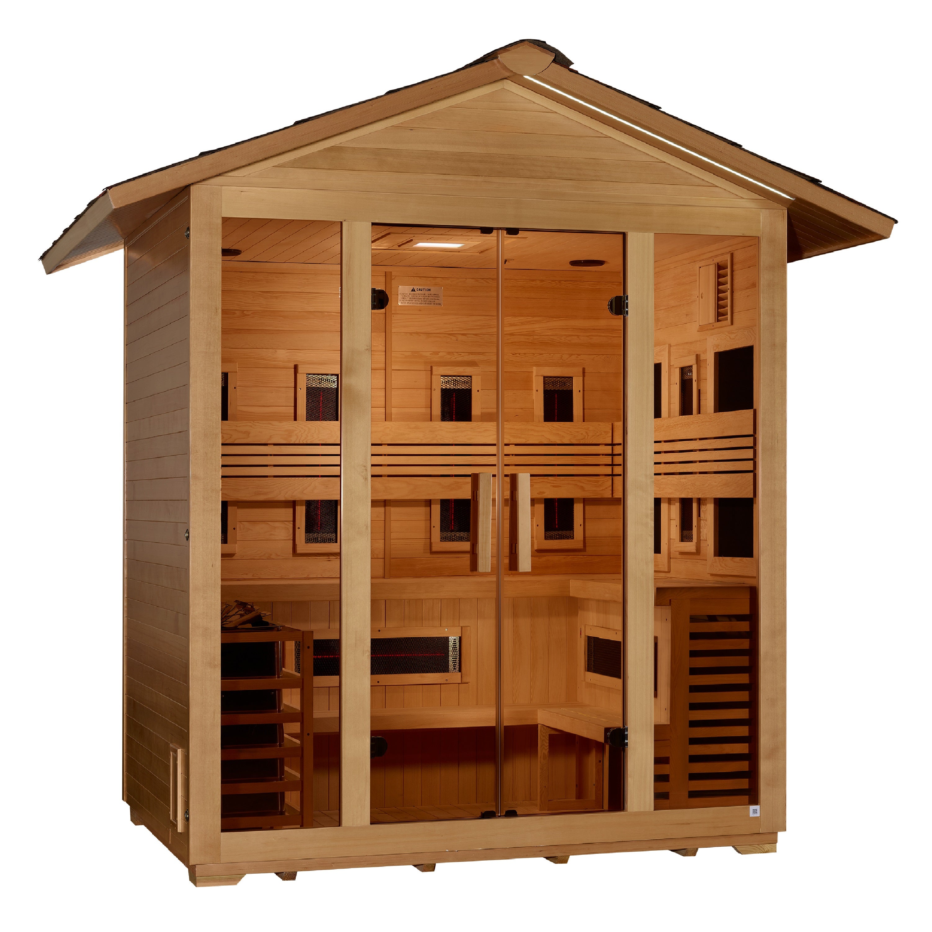 Golden Designs "Gargellen" 5-Person Hybrid (PureTech™ Full Spectrum IR or Traditional Stove) Outdoor Sauna (GDI-8125-01)