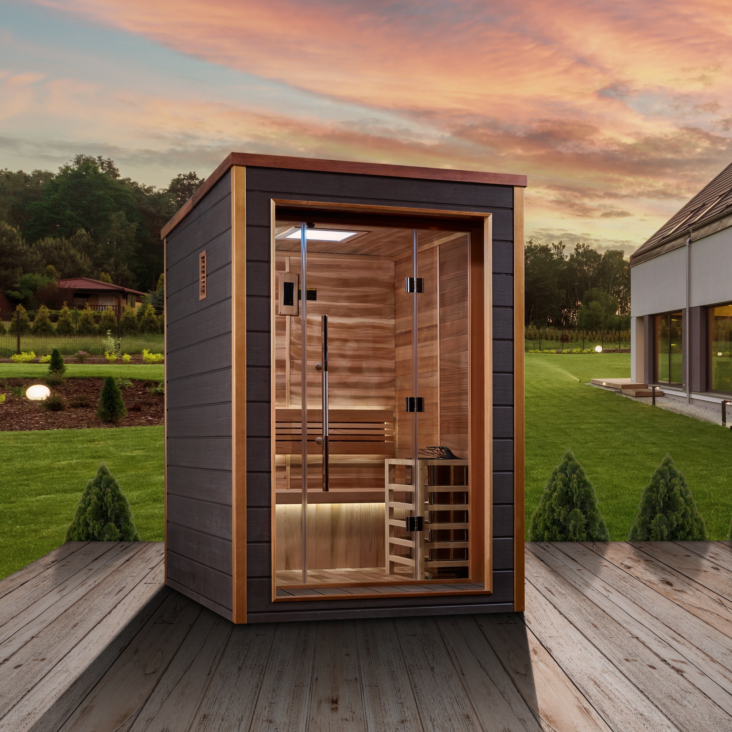 Golden Designs Narvik 2 Person Outdoor-Indoor Traditional Sauna (GDI-8202-01)