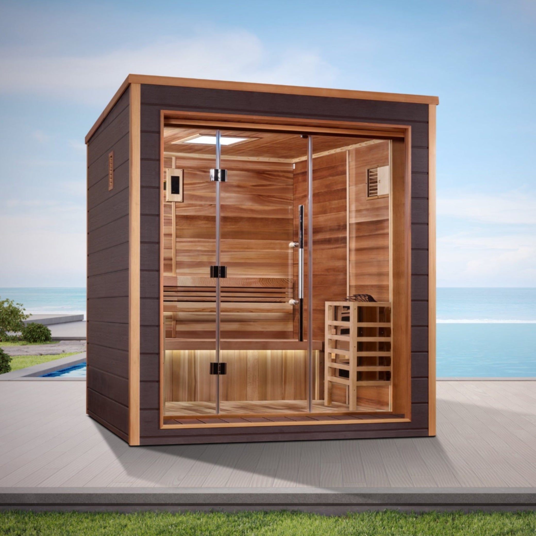 Golden Designs Drammen 3 Person Outdoor-Indoor Traditional Sauna (GDI-8203-01)