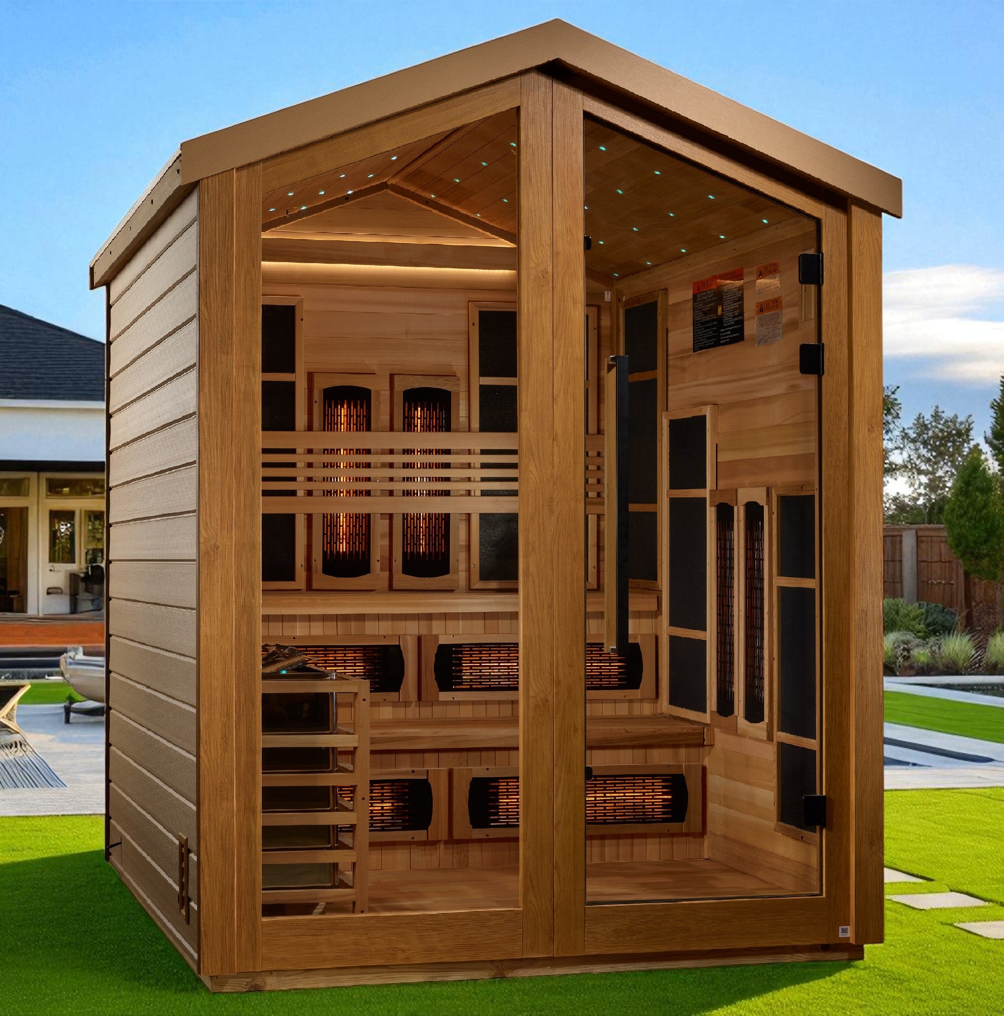 Golden Designs Kaskinen 6 Person Barn Hybrid Full Spectrum IR Outdoor Sauna (GDI-8526-01)