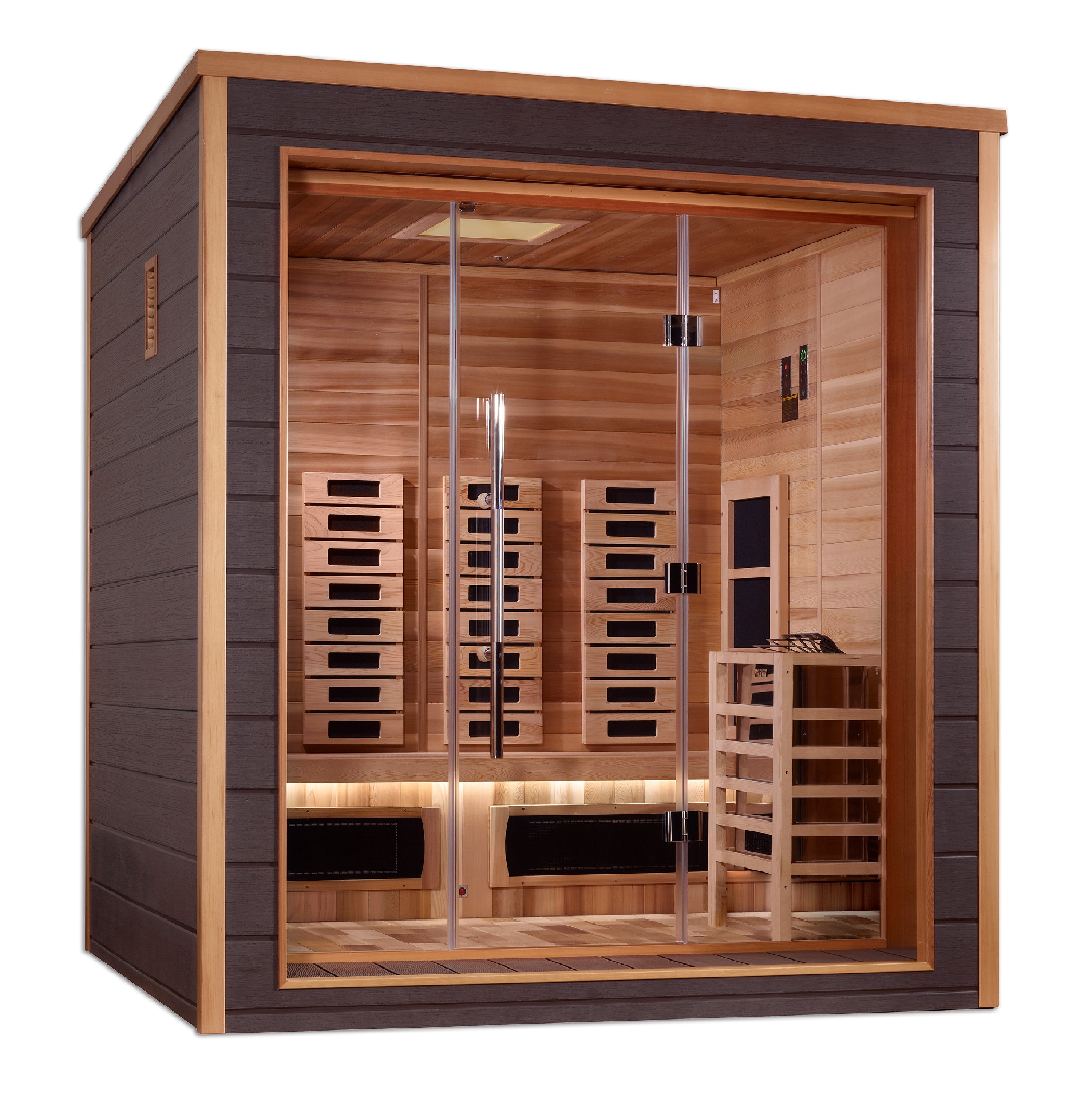 Golden Designs Visby 3 Person Outdoor-Indoor PureTech™ Hybrid Full Spectrum Sauna (GDI-8223-01)