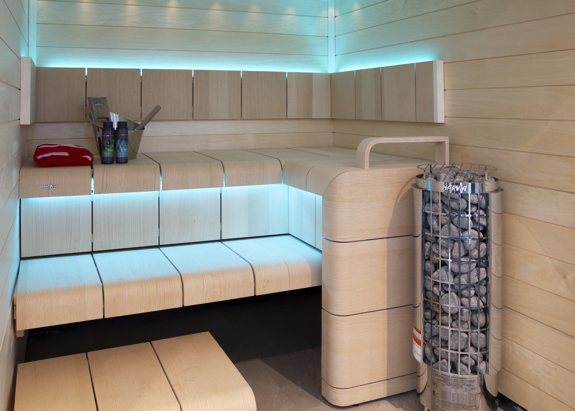 Harvia Cilindro Half Series 9kW Stainless Steel Sauna Heater at 240V 1PH with Built-In Time and Temperature Controls