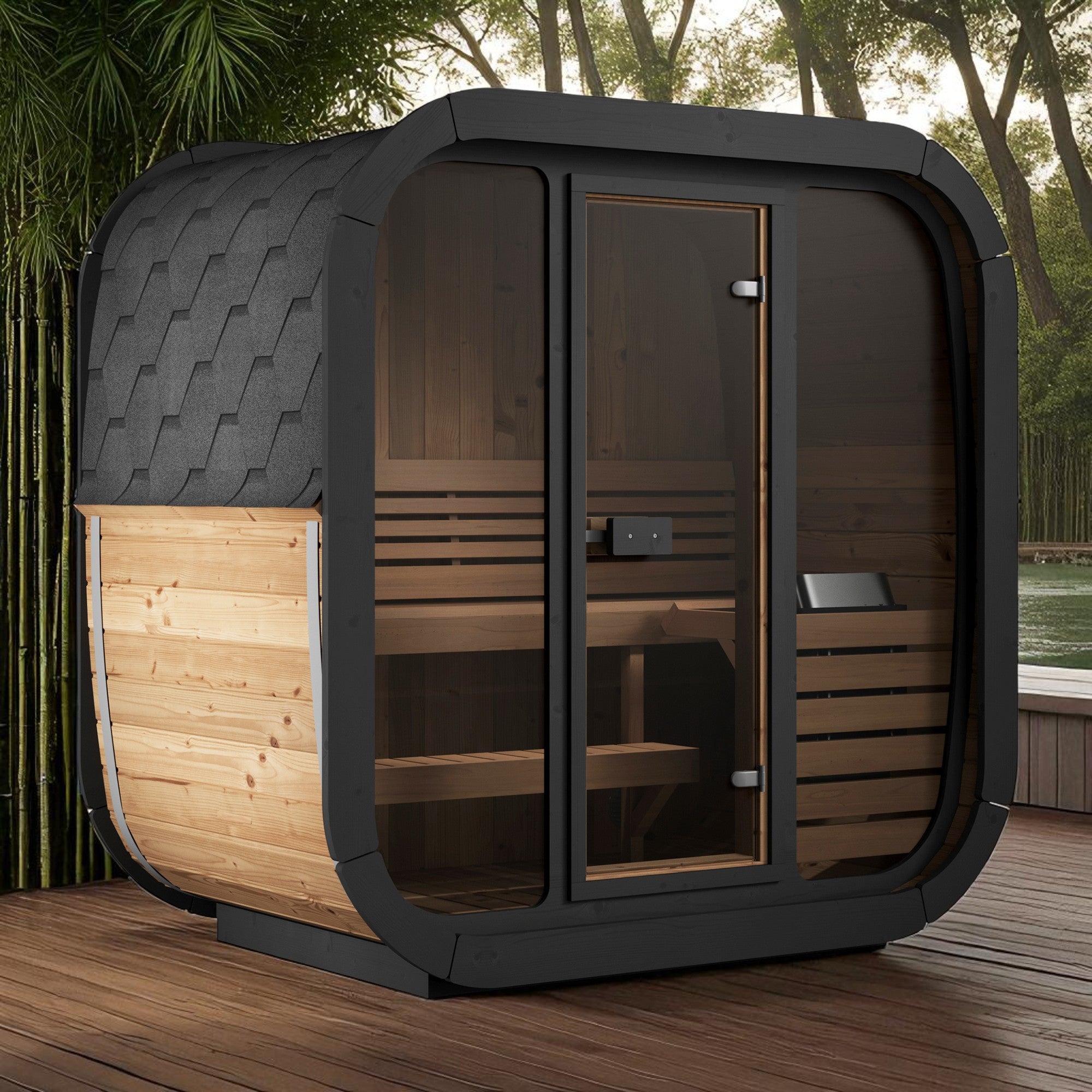 SaunaLife Model CL4G 3 Person Cube-Series Outdoor Sauna Kit