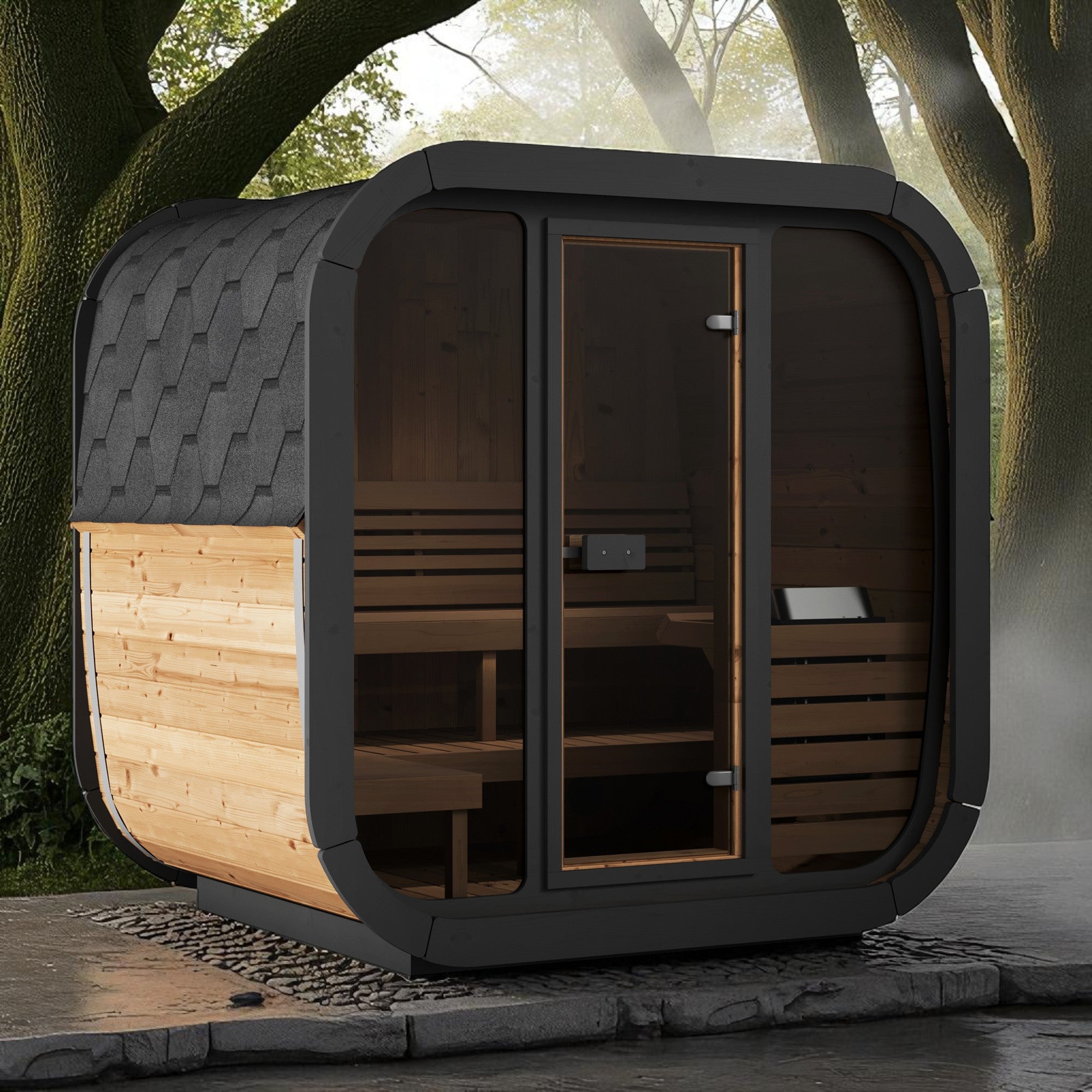 SaunaLife Model CL5G 4 Person Cube-Series Outdoor Sauna Kit