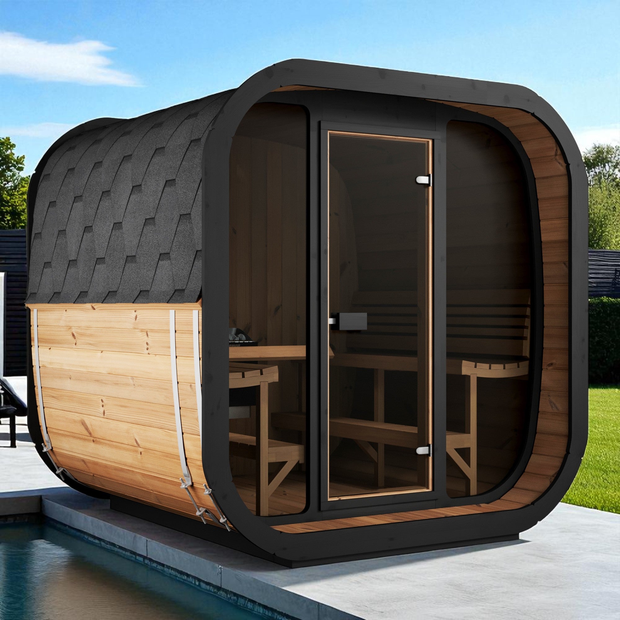SaunaLife Model CL7G 6 Person Cube-Series Outdoor Sauna Kit