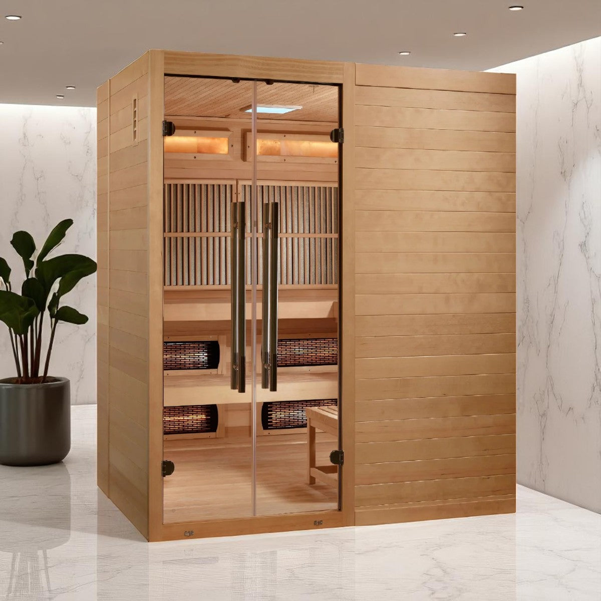 Golden Designs 2025 Toledo 6 Person Hybrid Sauna (Indoor) Full Spectrum and Harvia Traditional Stove (GDI-8360-01)