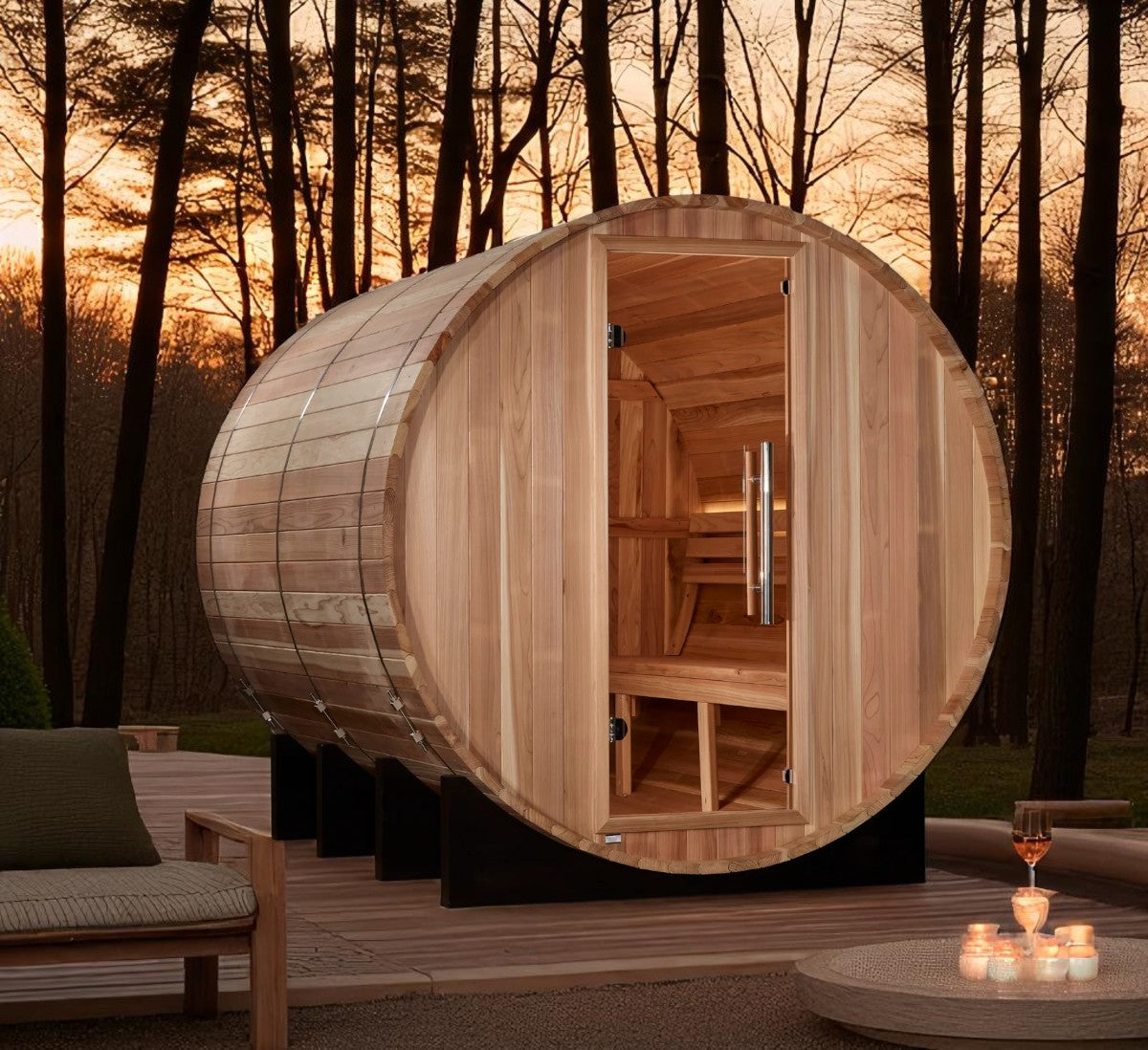 Golden Designs Klosters 6 Person Barrel Traditional Sauna (GDI-B006-01)